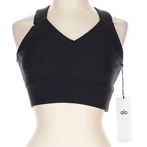 NEW Alo Yoga Emulate Ribbed Sports Bra Black Size Large